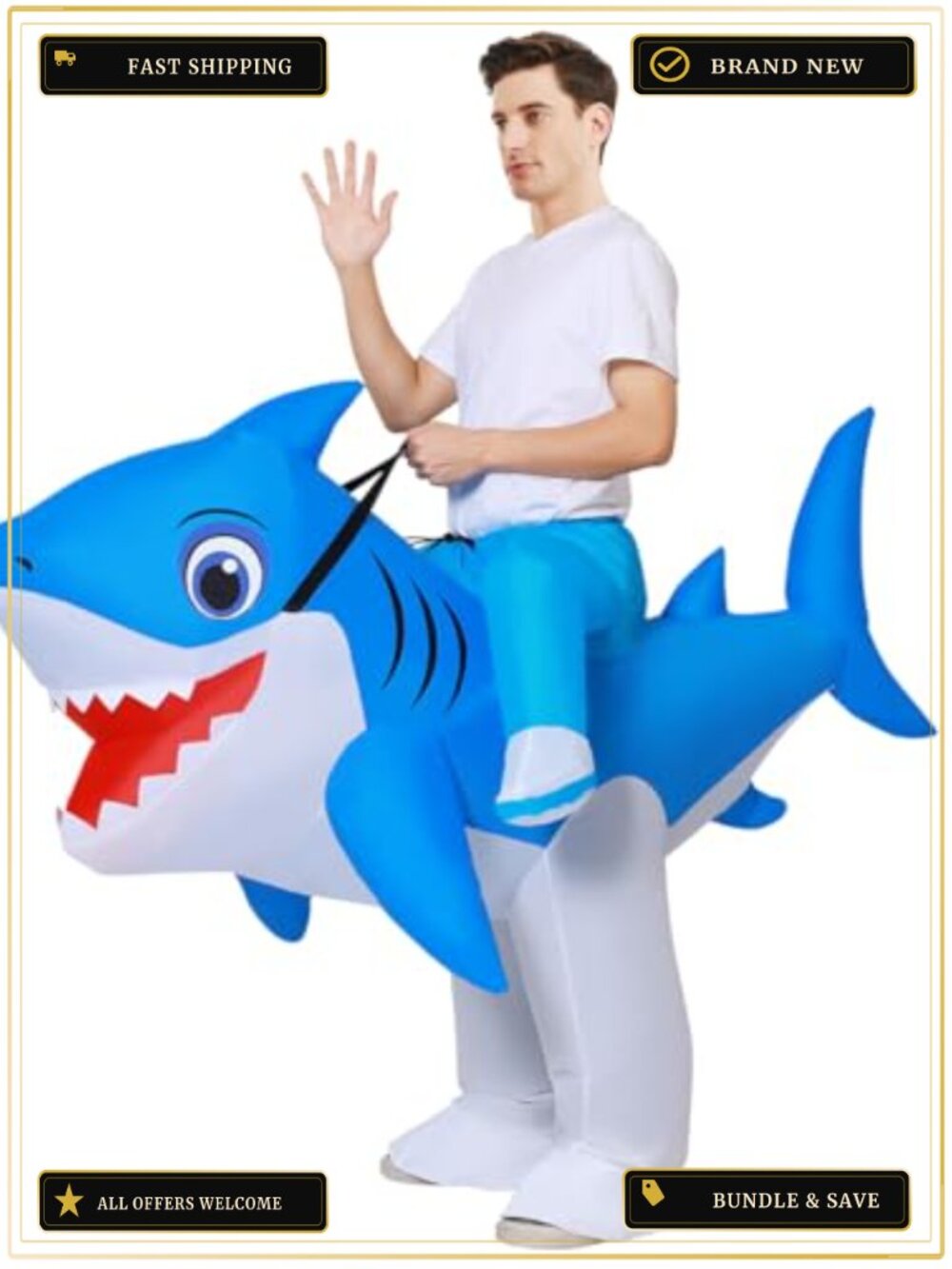 Inflatable Shark Costume Adult Halloween Blow Up Suit for Party Cosplay